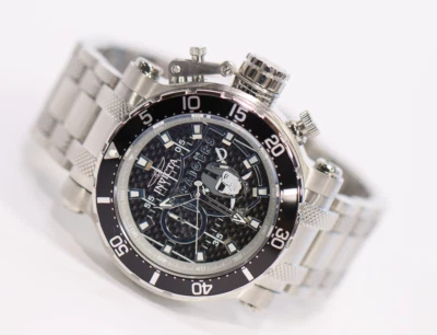 G1N sin etiquetas INVICTA NFL Hombres 52 mm Acero Inoxidable Plateado Negro Plata Dial VD Foto 1 de 4