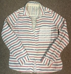 Madewell 100% Baumwolle Langarm Hemd mit Knopfleiste gestreift, weiß blau rot, S - Bild 1 von 8