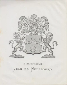 Ex-libris héraldique de Jean de COURTIN de NEUFBOURG - Forez - 19e siècle. - Picture 1 of 1