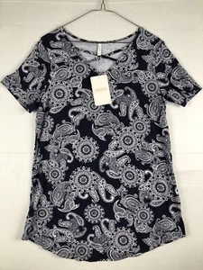 syoss Women's Casual Summer V-Neck Short Sleeve Tunic Top Criss Cross Blouse NWT - Picture 1 of 12