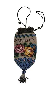 Antique Beaded Purse Souvenir Roses - Picture 1 of 3