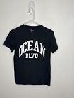 H&M Ocean Blvd Shirt Boys Size 12-14 Navy Short Sleeve