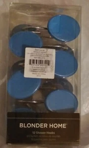 12 BLONDER HOME HAND CRAFTED SHOWER CURTAIN HOOKS VIBES BLUE NEW - Picture 1 of 5