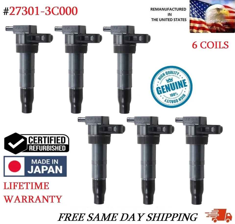 Bobinas de encendido OEM DENSO x6 para Huynday Genesis Santa Fe Azera V6 27301-3C000 Foto 1 de 3