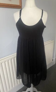 Ladies Black Strap Dress By Forever 21 Plus (Size XL) Bottom Half Sheer Overlay - Picture 1 of 5