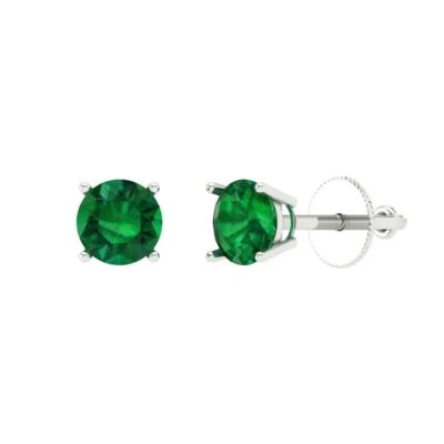 0.5 ct Round Cut Solitaire Studs Gemstone Solid White Gold Earrings Screw back - Image 1 of 4