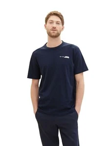 TOM TAILOR Camiseta Hombre Impreso - Regular Fit S M L XL XXL 3XL Azul Blanco - Imagen 1 de 13