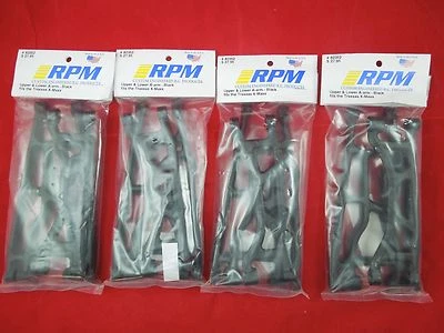 (4) RPM TRAXXAS X-MAXX BLACK Front + Rear Upper + Lower SUSPENSION A-ARMS 82352 - Image 1 of 4