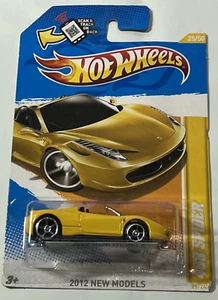 Hot Wheels Ferrari 458 Spider, 2012 neue Modelle #25/50, gelb - Bild 1 von 2