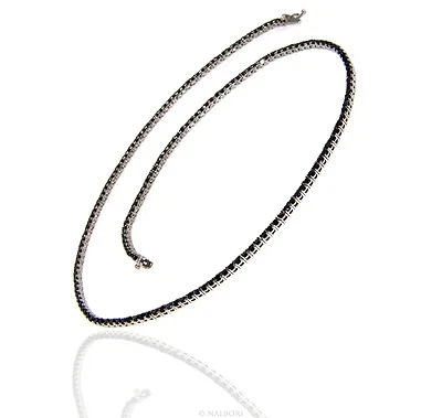 collana tennis argento 925 nero zirconi 2,5mm donna uomo brillanti collier - Immagine 1 di 4