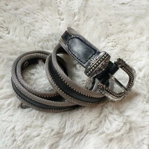 Cinturón vintage de cuero con tachuelas de malla de plata occidental talla grande - Imagen 1 de 22