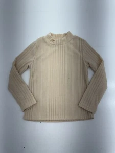 SHEIN Beige Ribbed Long Sleeve Shirt Girls Size 7 Youth - Picture 1 of 6