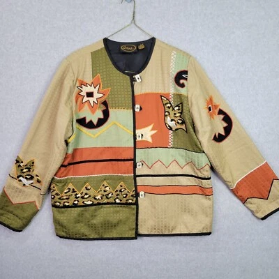 Alex Kim Jacket Sz L Textured Cowgirl Rodeo Floral Color Block Western Boho Vtg - Image 1 of 4