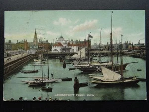 Suffolk LOWESTOFT Showing Sailing Ships & Boats From Pier c1905 Postcard - Picture 1 of 2