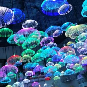 1/2/4 Colorful Fiber OpticLed Jellyfish Chandelier Decor Pendant Lights 12V/220V - Picture 1 of 28