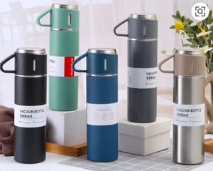 Hot Water Travel Mug Gift Set 304 Stainless Steel Insulated Vacuum Flask - Picture 1 of 6