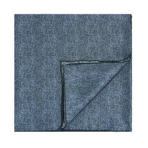 Hombre 100% Seda Bolsillo Cuadrado Azul Pavo Real Gota de Lluvia Patrón Enrollado a Mano 21" 53cm - Imagen 1 de 7