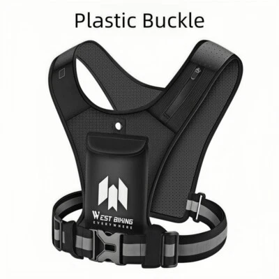 WEST BIKING Reflective Running Vest Phone Water Bottle Bag Magnetic Cycling Vest - Image 1 of 4