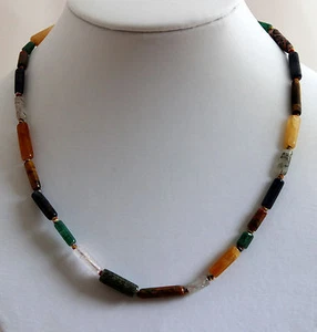Kette mit bunten NATUR Edelsteinen und DISCO MIX,45cm Lang geknotet - Bild 1 von 1