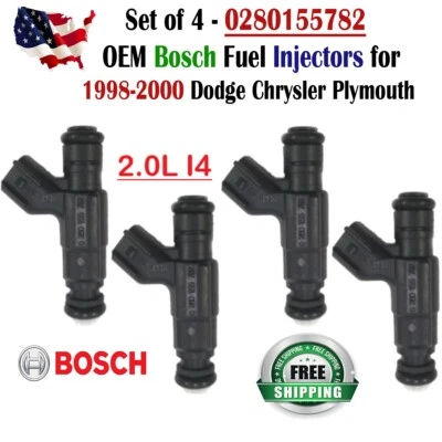OEM Bosch x4 Fuel Injectors for 1998-2000 Chrysler & Dodge & Plymouth 2.0L I4 - Image 1 of 4