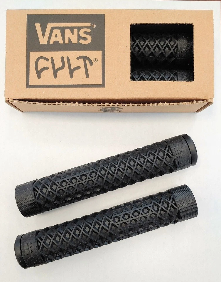 Cult X Vans Bicicleta BMX Sin Bridas/Scooter 150mm Empuñaduras Patrón Waffle - NEGRO Foto 1 de 1