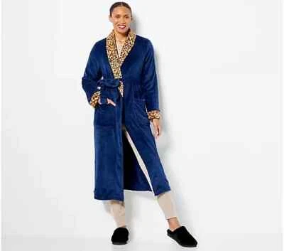 Stan Herman Classic Plush Safari Wrap Robe Sapphire Blue Plus Size 2X A455501 - Image 1 of 4