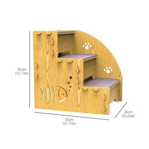 Haustiertreppe Klettern Balanced 3-stufige Holzleiter abnehmbar Katzen Hund Rampe Stufe - Bild 1 von 9