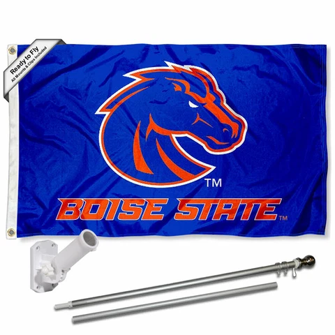 Boise State Broncos Blue Flag Pole and Bracket Gift Set Package Cover