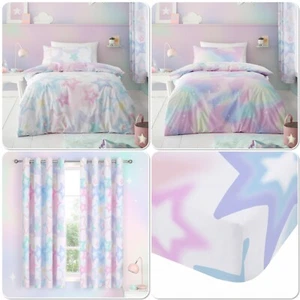 Catherine Lansfield Ombre Star Kids Reversible Duvet Cover Bedroom Range White - Picture 1 of 46