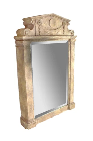 Vintage Sculptural Architectural Neoclassical Cornice & Swag Wall Mirror Cover