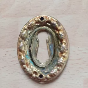 Pressed brass key hole covers escutcheon repousee effect - Picture 1 of 7