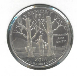 2001 S Washington Quarter Vermont Proof verkleidet - Bild 1 von 2