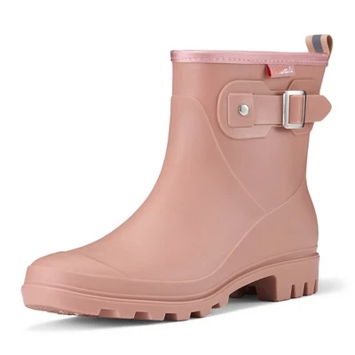 HISEA Mujeres Impermeables Botas de Lluvia Cortas Zapatos de Jardín Botas Wellington Rojo-US 9 Foto 1 de 4