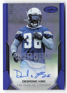 2017 Panini #CPS-DK Desmond King Certified Signatures Mirror Blue #/50 Chargers - Picture 1 of 2
