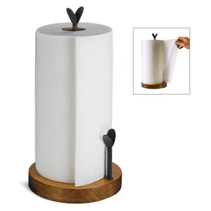 Farmhouse Paper Towel Holder Countertop, Easy One-Handed Tear Wood Paper Towe... - Picture 1 of 6