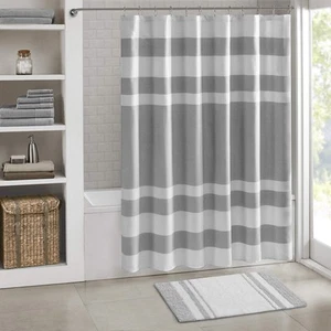 - Spa Reversible Cotton Bath Rug - Grey - 20(W)" x 30(L)" - Striped - Water A... - Picture 1 of 8