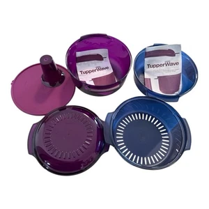 Tupperware TupperWave Stack Cooker Microwave Set Purple/Blue 7 Pieces - Picture 1 of 9