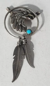 Lote De Colección Colgante Deslizable Águila Turquesa Navajo SUROESTE SUROESTE Plata Esterlina - Imagen 1 de 4