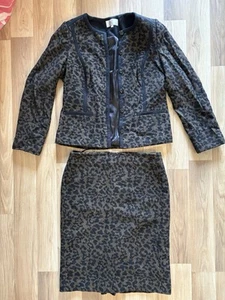 COUNTRY CASUALS Vintage Wool Leopard Print Jacket Skirt Co Ord UK 10-12 - Picture 1 of 5