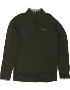 PIERRE CARDIN Mens Zip Neck Jumper Sweater Large Green Acrylic DK99 - Picture 1 of 3