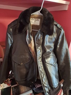 Leather Jacket Air Force Type A2, Fur Collar , Color Brown - Image 1 of 4