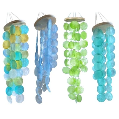 Handmade Colored Capiz Shells Wind Chimes Coastal Type Windchime for Outdoor Use - Image 1 of 4