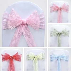 50 Lace CHAIR SASHES Ties Bows Shabby Chic Victorian Wedding Reception Party - Picture 1 of 7