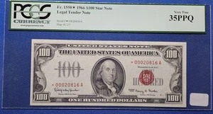FR.#1550* *STAR * 1966 $100 LEGAL TENDER RED SEAL NOTE~PCGS VERY FINE 35 PPQ - Picture 1 of 2