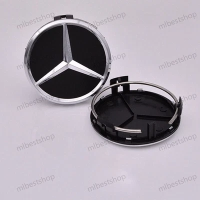 4Pcs.Wheel.Center.Rim`Hub.Caps.Badge.Fit.For.Mercedes-Benz.C.E.S.AMG.-.75mm - Image 1 of 4