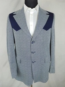 Vintage McGregor Navy Blau Grau Western Blazer Sport Mantel Jacke Herren Größe 42 L - Bild 1 von 14