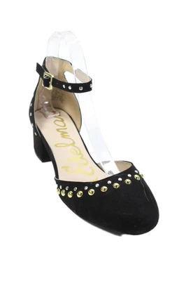 Sandalias Sam Edelman para mujer punta redonda tachuelas gamuza tacón bloque negras talla 5 Foto 1 de 4