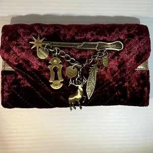 BioWorld Maroon/Gold Velvet Quilted Harry Potter Charm Tri Fold Wallet Whimsical - Picture 1 of 14