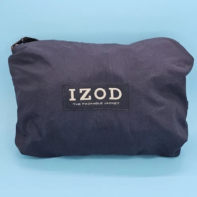 Izod Packable Jacket Men L Blue Navy Windbreaker Zip Up - Image 1 of 4