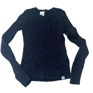 Abercrombie Kids Black Ribbed Long Sleeve Sweater - Size 9/10 - Picture 1 of 5